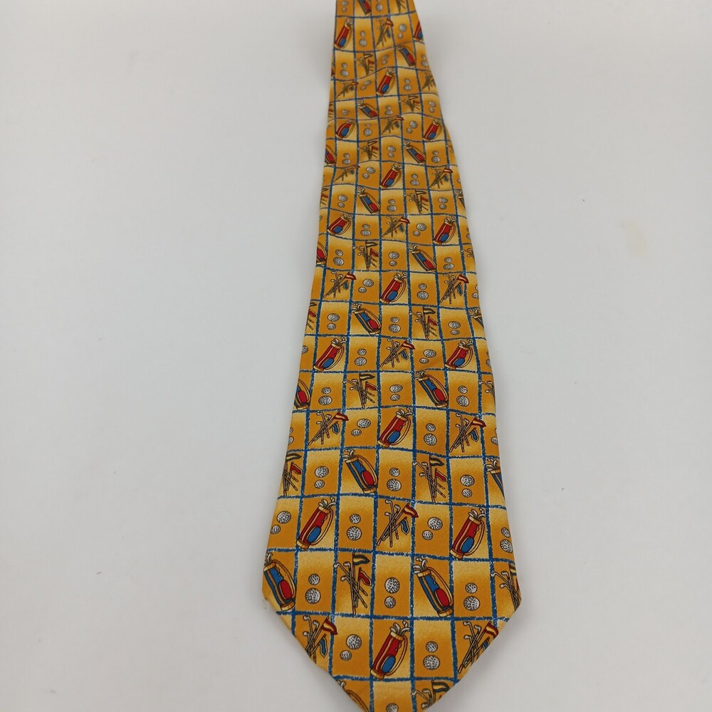 Benjamin James Men's Multicolor 100% Silk Golf Theme Printed Necktie